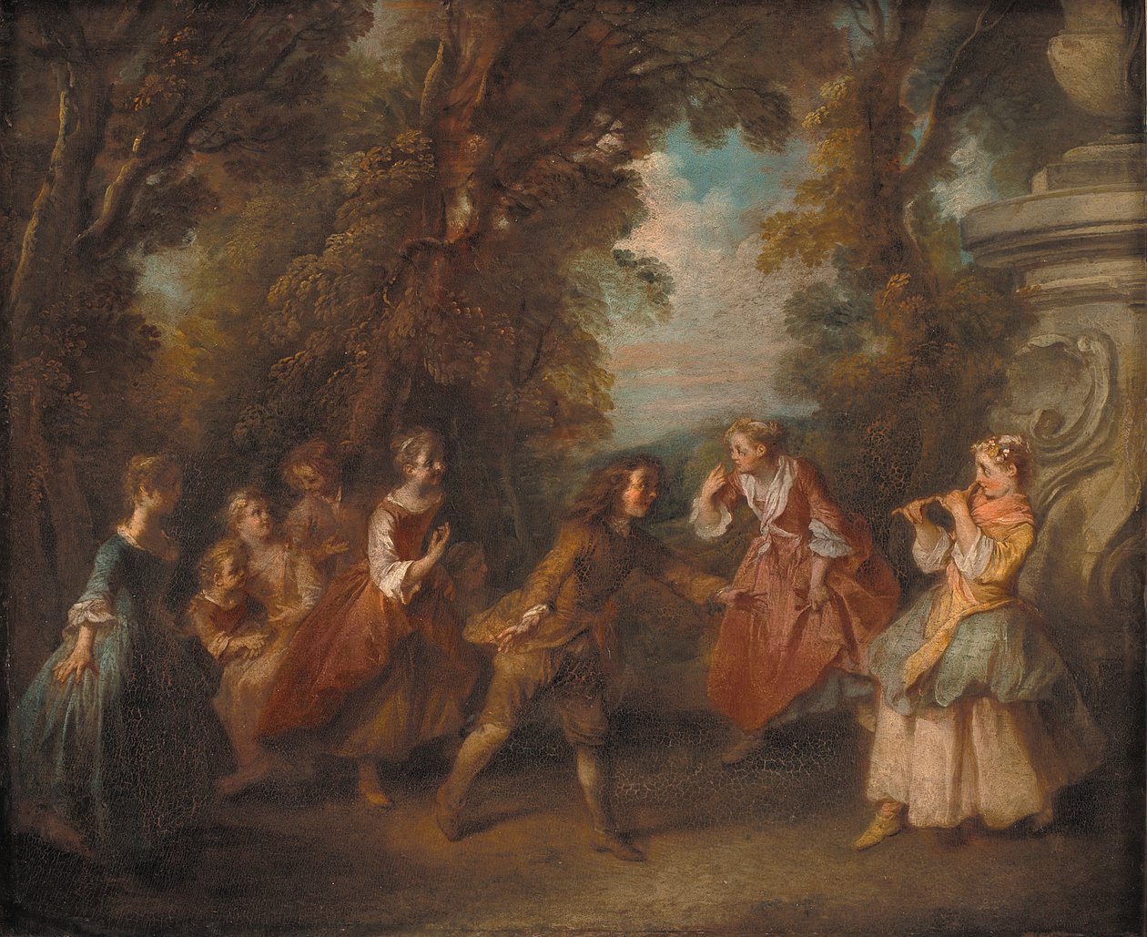 Niños jugando al aire libre de Nicolas Lancret