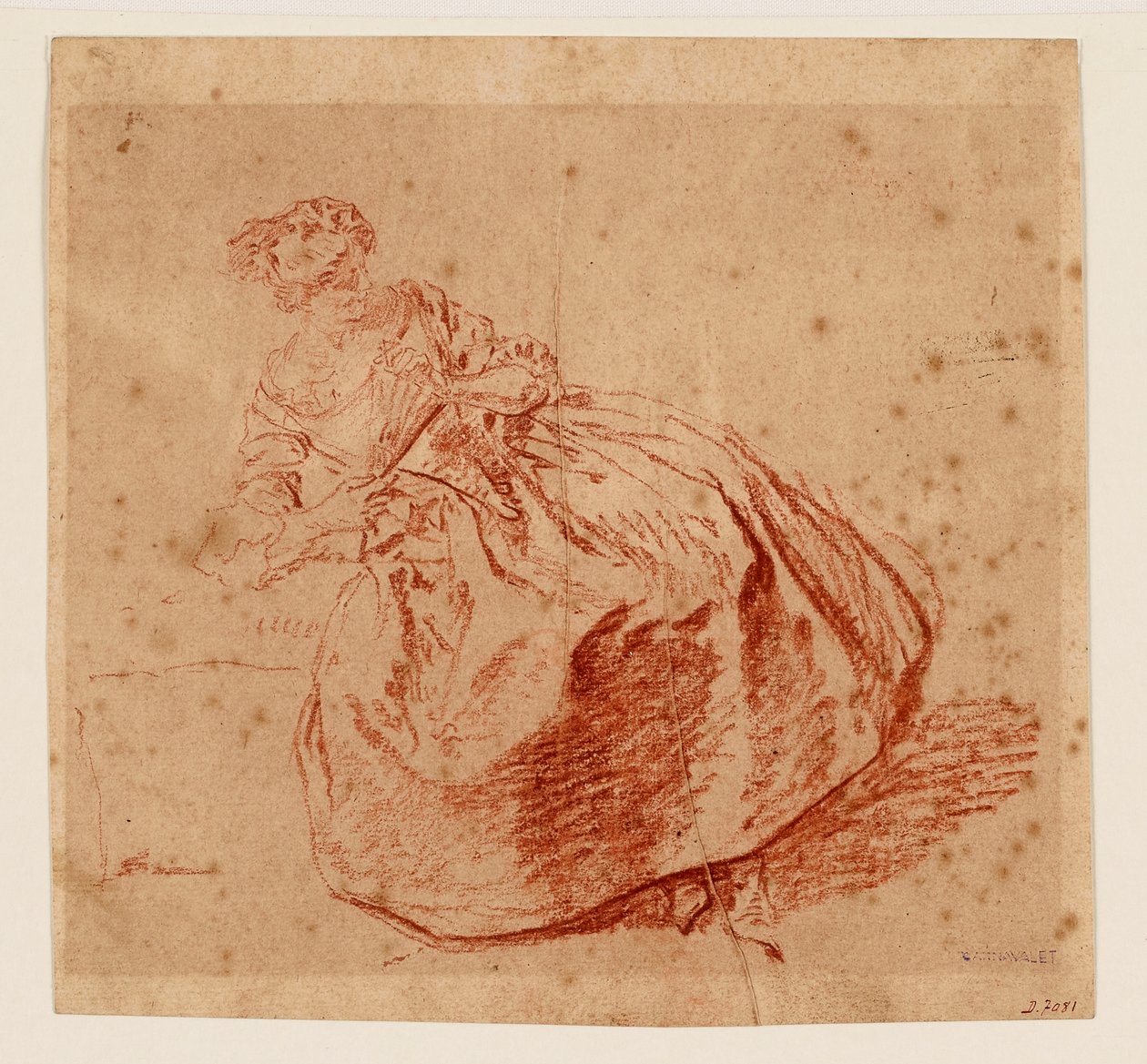 Mujer joven con abanico (dibujo) de Nicolas Lancret