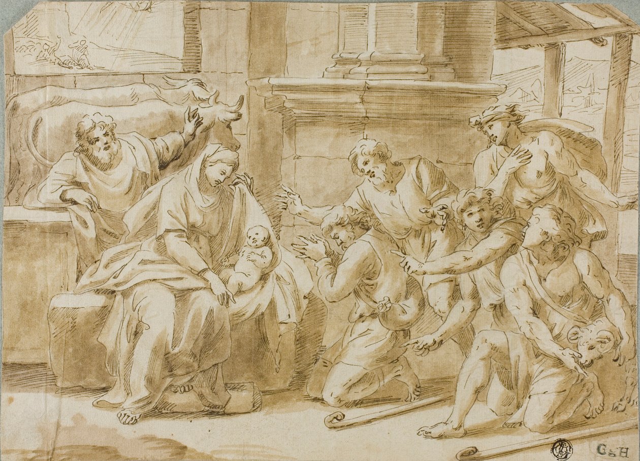 Adoración de los pastores de Nicolas Poussin