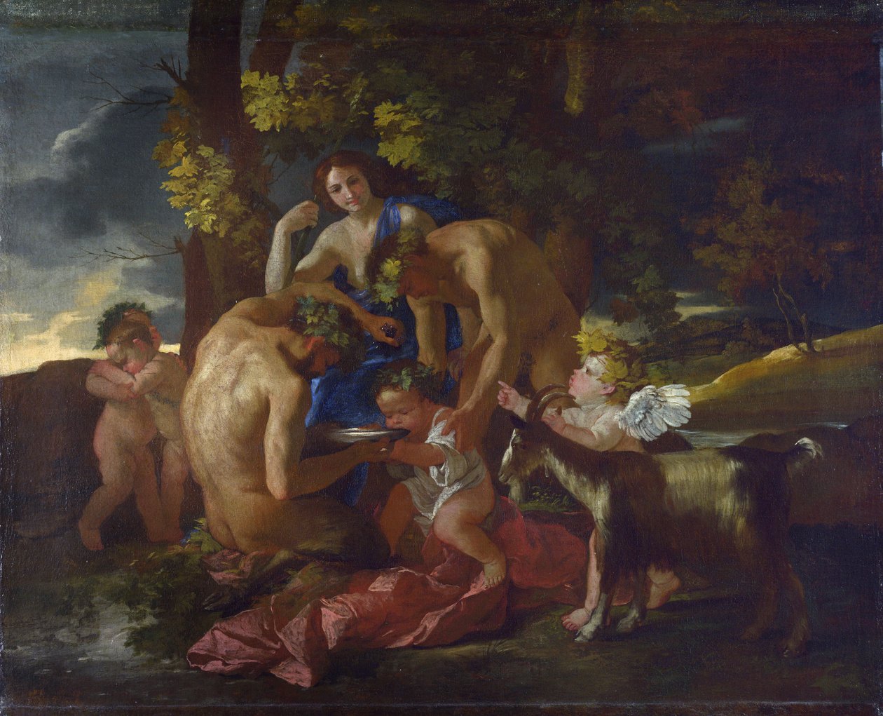 La crianza de Baco, c.1628-29 de Nicolas Poussin
