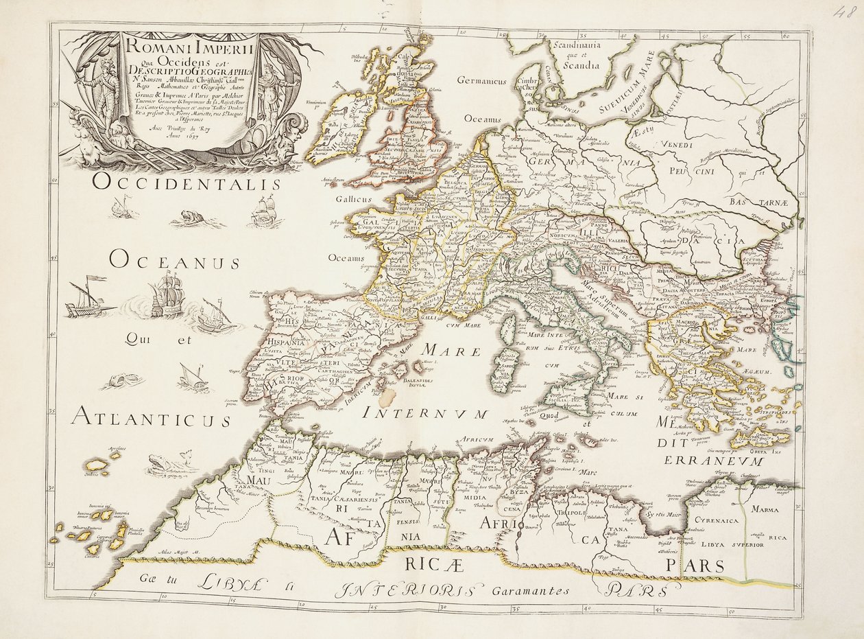 Mapa del Imperio Romano, c.1675-76 de Nicolas Sanson DAbbeville