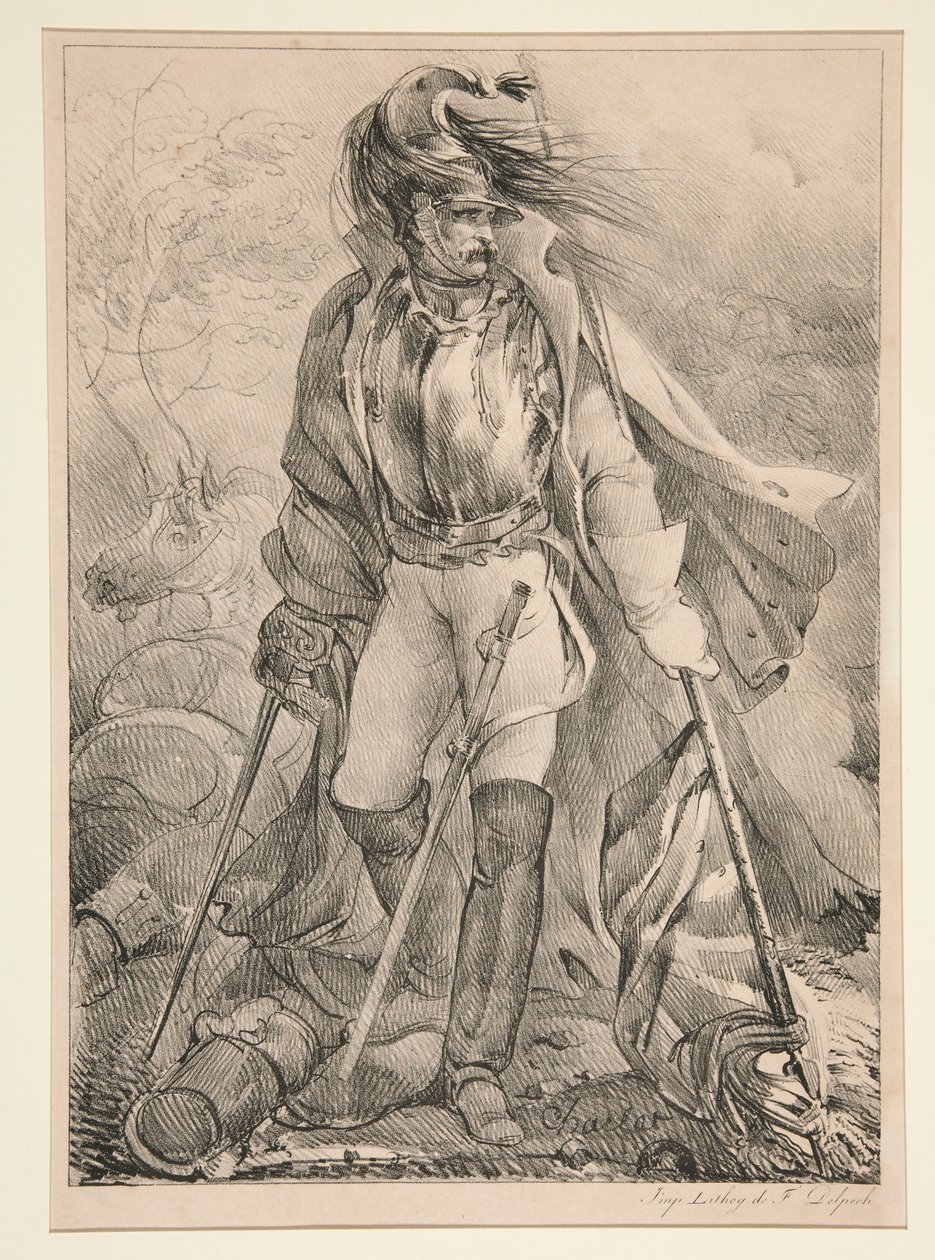 Coracero francés que lleva una bandera de Nicolas Toussaint Charlet