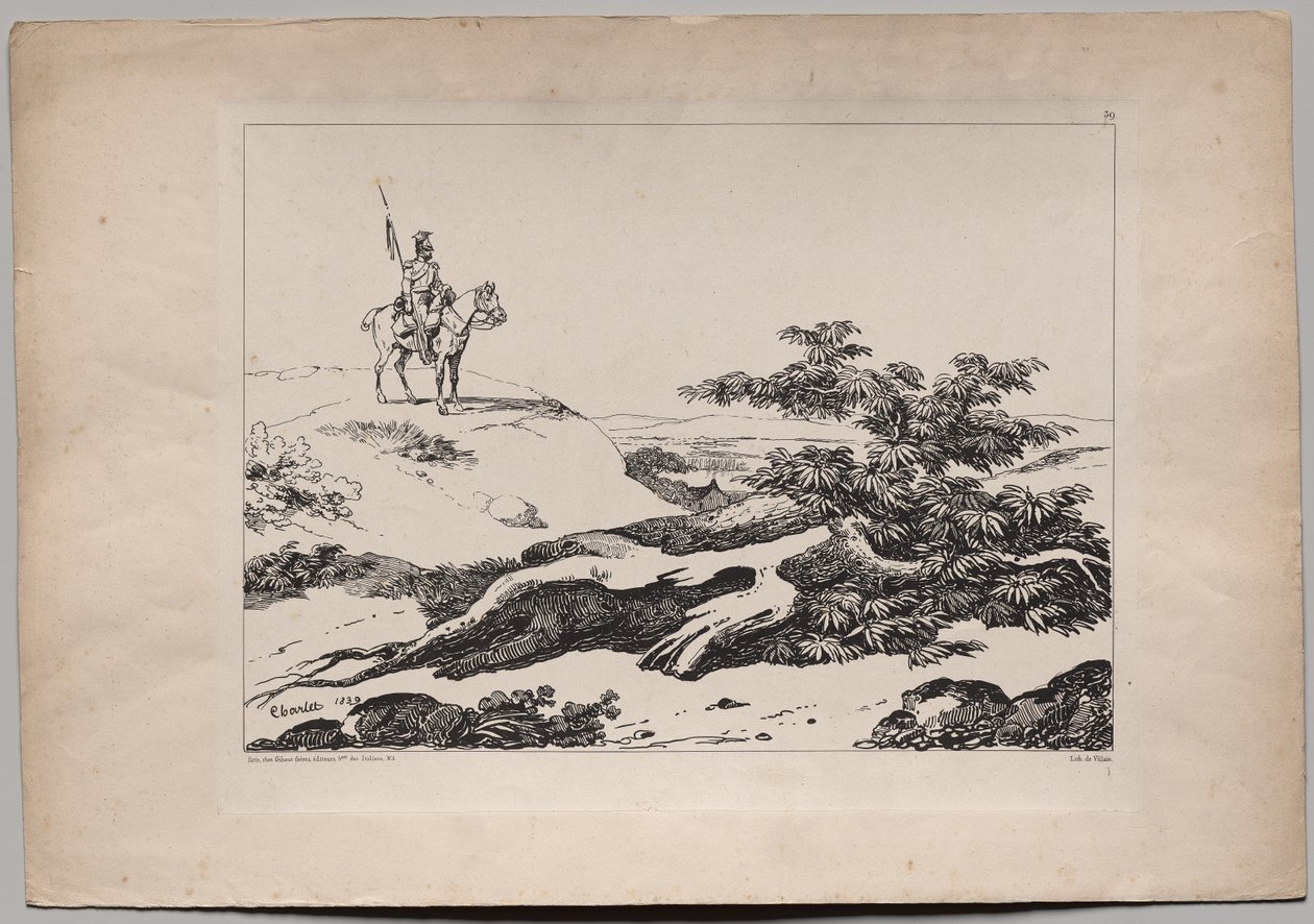 Soldier on Horse in Landscape de Nicolas Toussaint Charlet