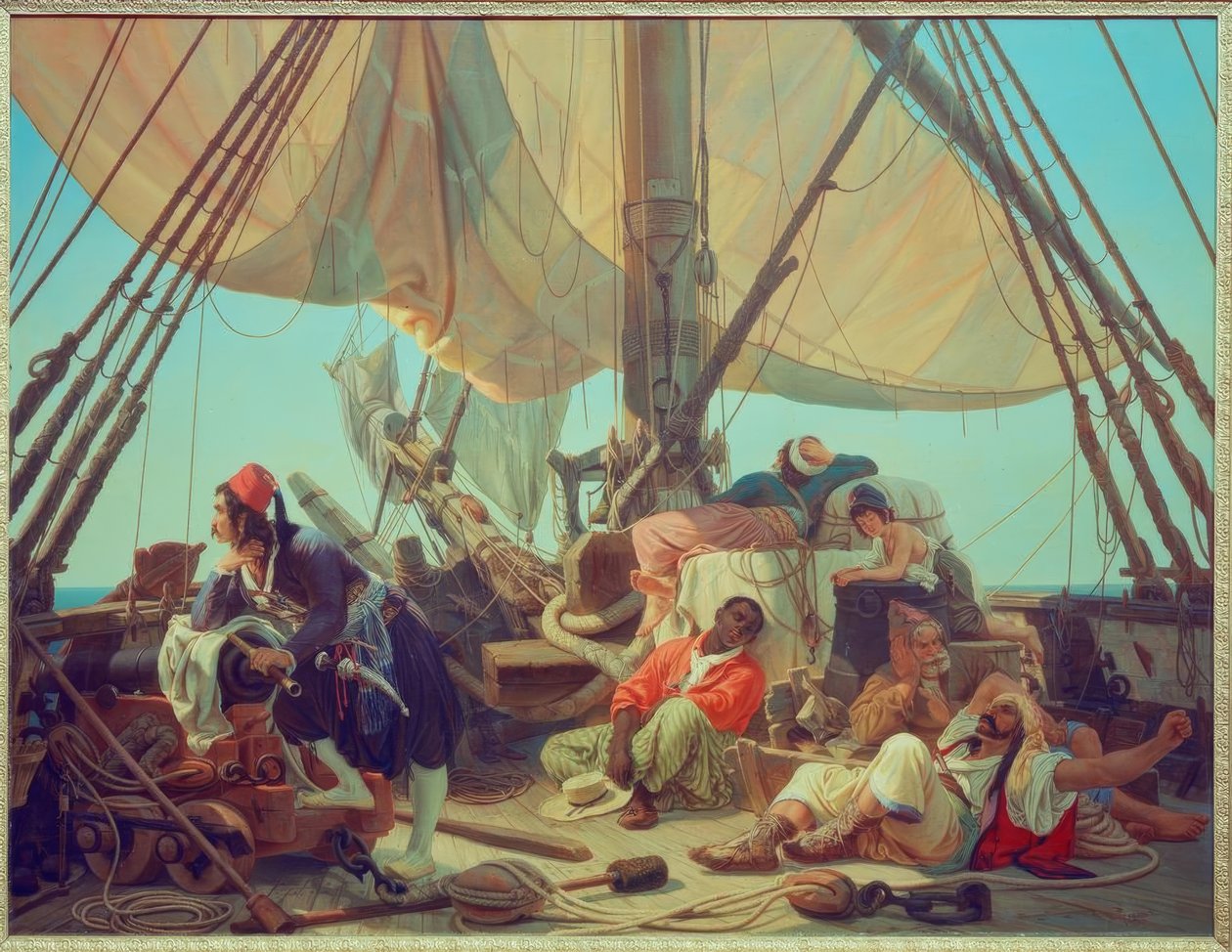 Piratas en la cubierta de su barco de Niels Simonsen