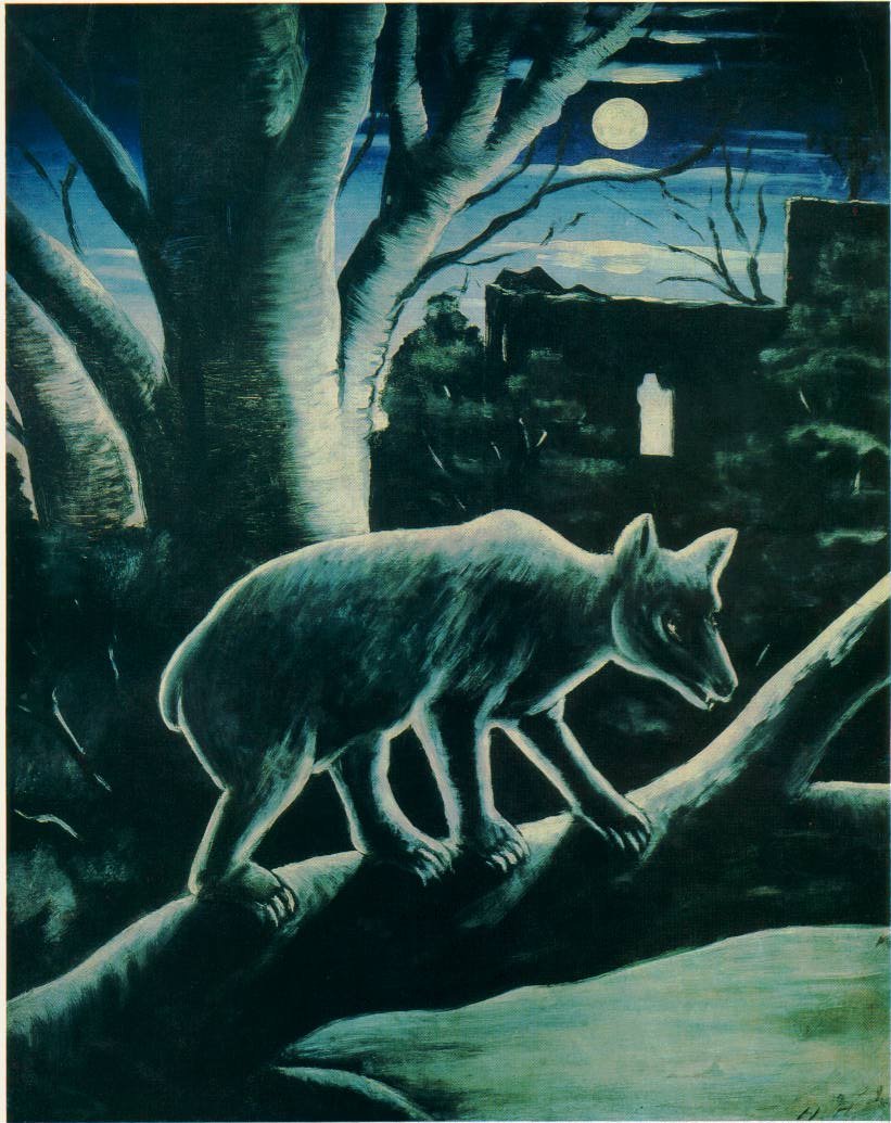Un zorro en una noche de luna de Niko Pirosmani