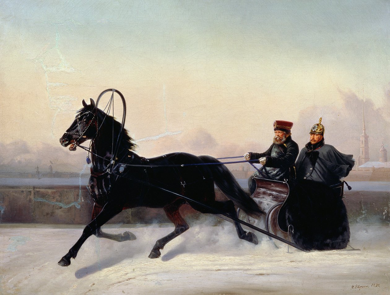 El emperador Nicolás I conduciendo en un trineo de Nikolai Egorevich Sverchkov