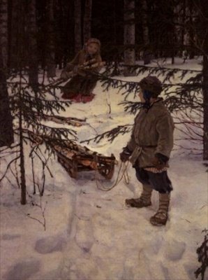 Recogiendo leña, Rusia de Nikolai Petrovich Bogdanov Belsky