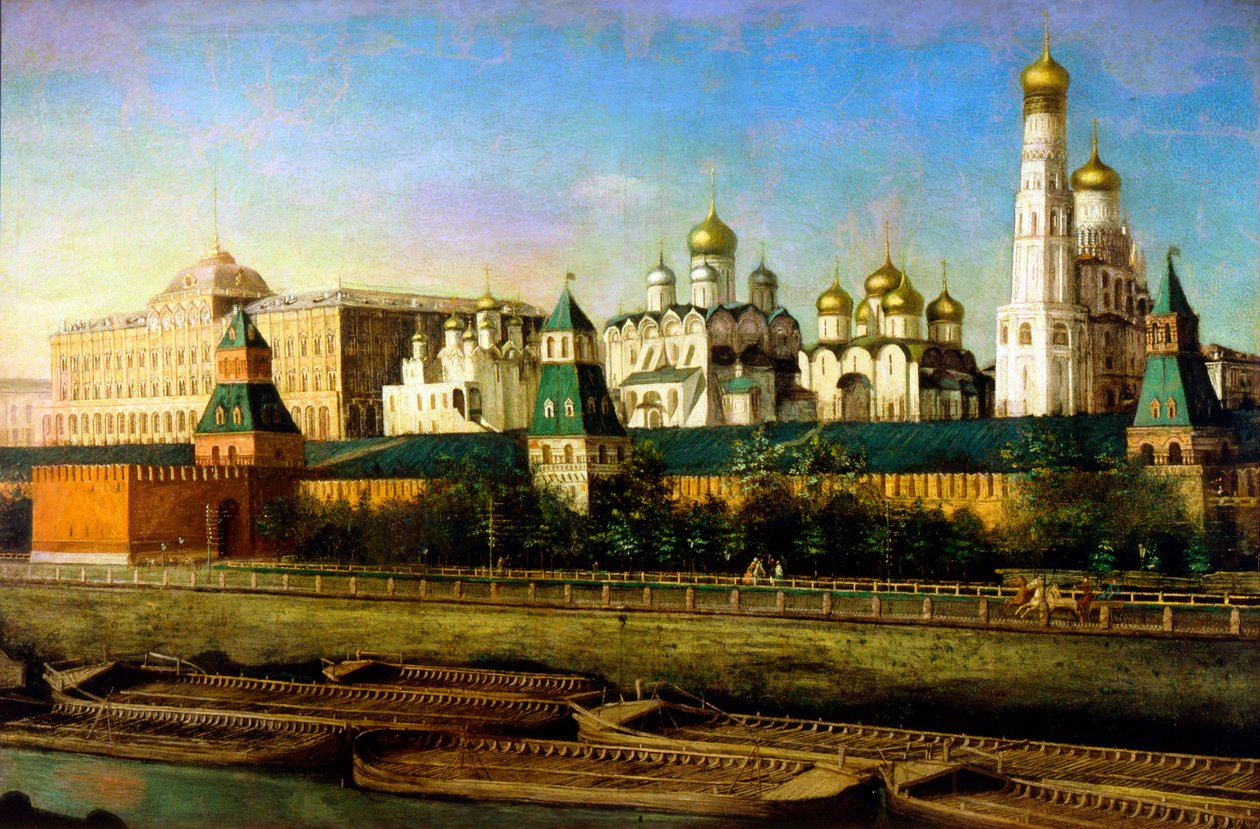 Vista del Kremlin de Moscú, siglo XIX de Nikolai Podklyuchnikov