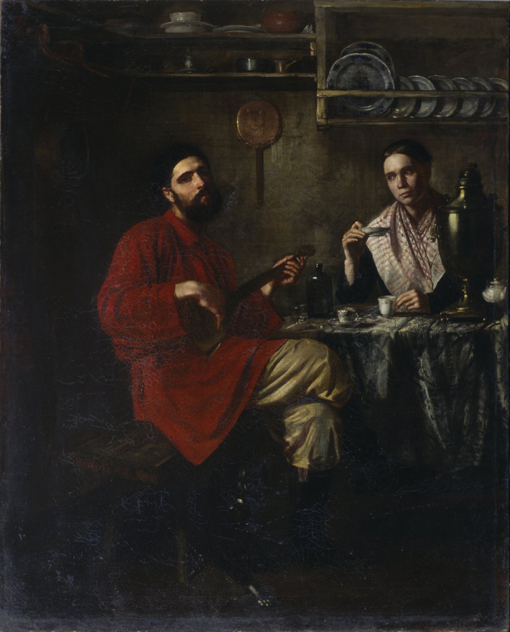 Escena hogareña de la vida campesina, 1855 de Nikolai Vasilyevich Nevrev