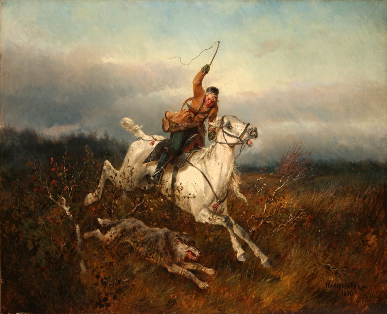 Caza de lobos, 1870 de Nikolai Yegorovich Sverchkov