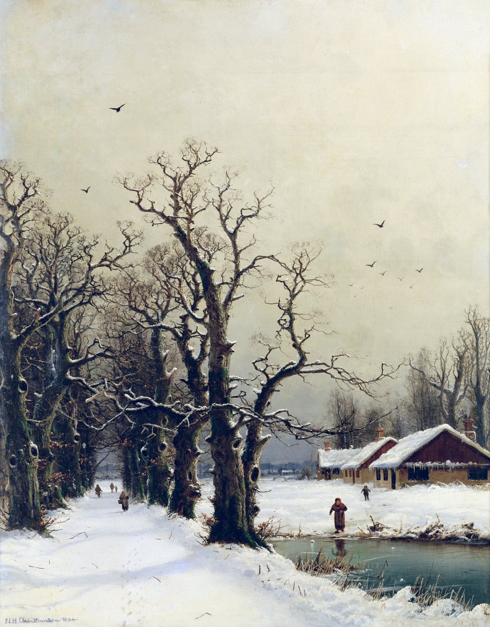 Escena de invierno, siglo XIX de Nils Hans Christiansen