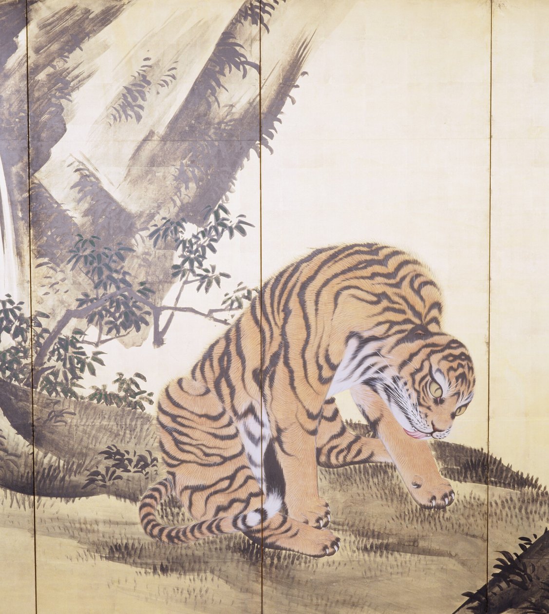 Tigres en un paisaje de Obun Kunii