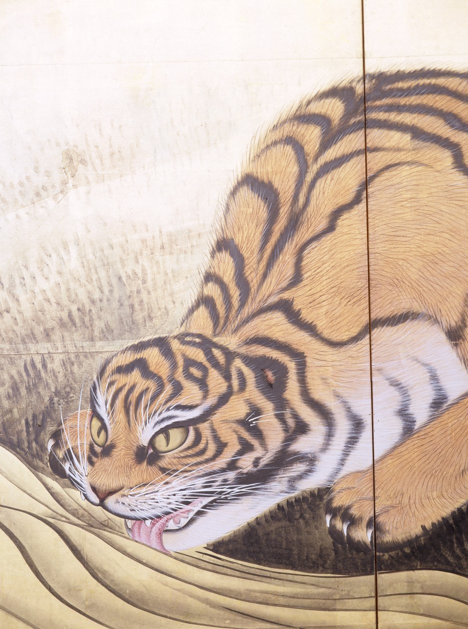 Tigres en un paisaje de Obun Kunii