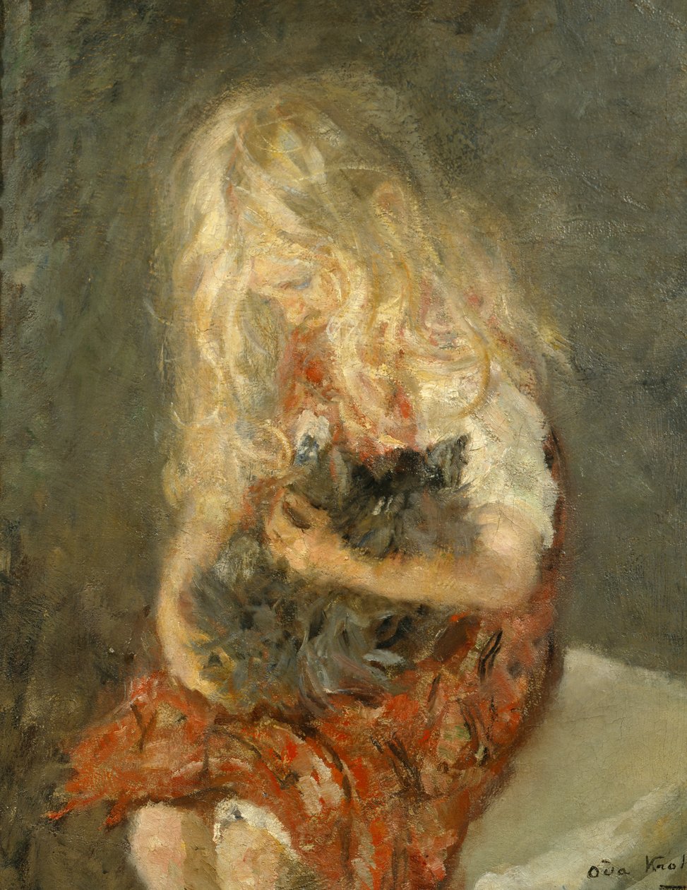 chica con gato de Oda Krohg
