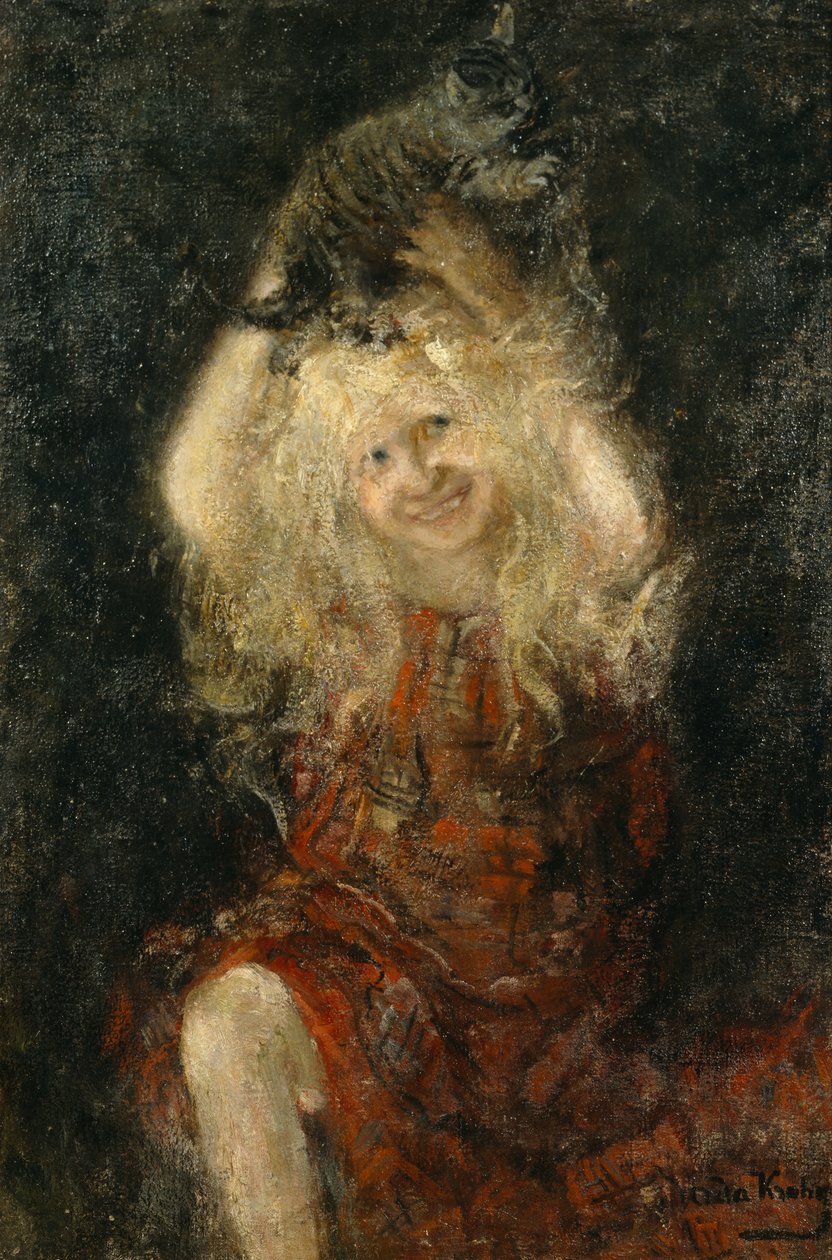 chica con gato de Oda Krohg