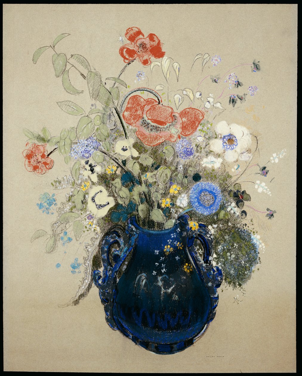 Un jarrón de flores azules, c.1905-08 de Odilon Redon