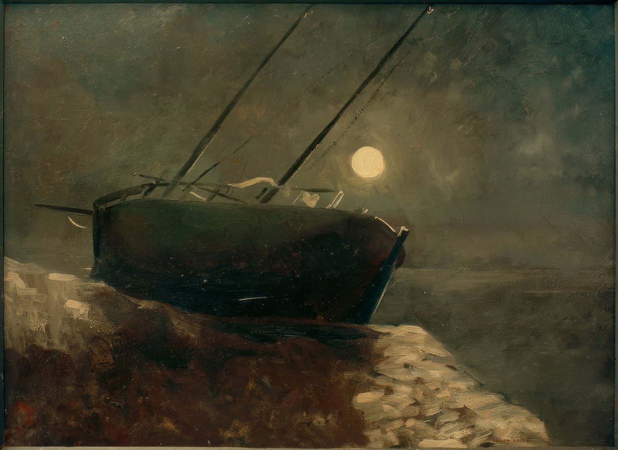Barca a la luz de la luna de Odilon Redon
