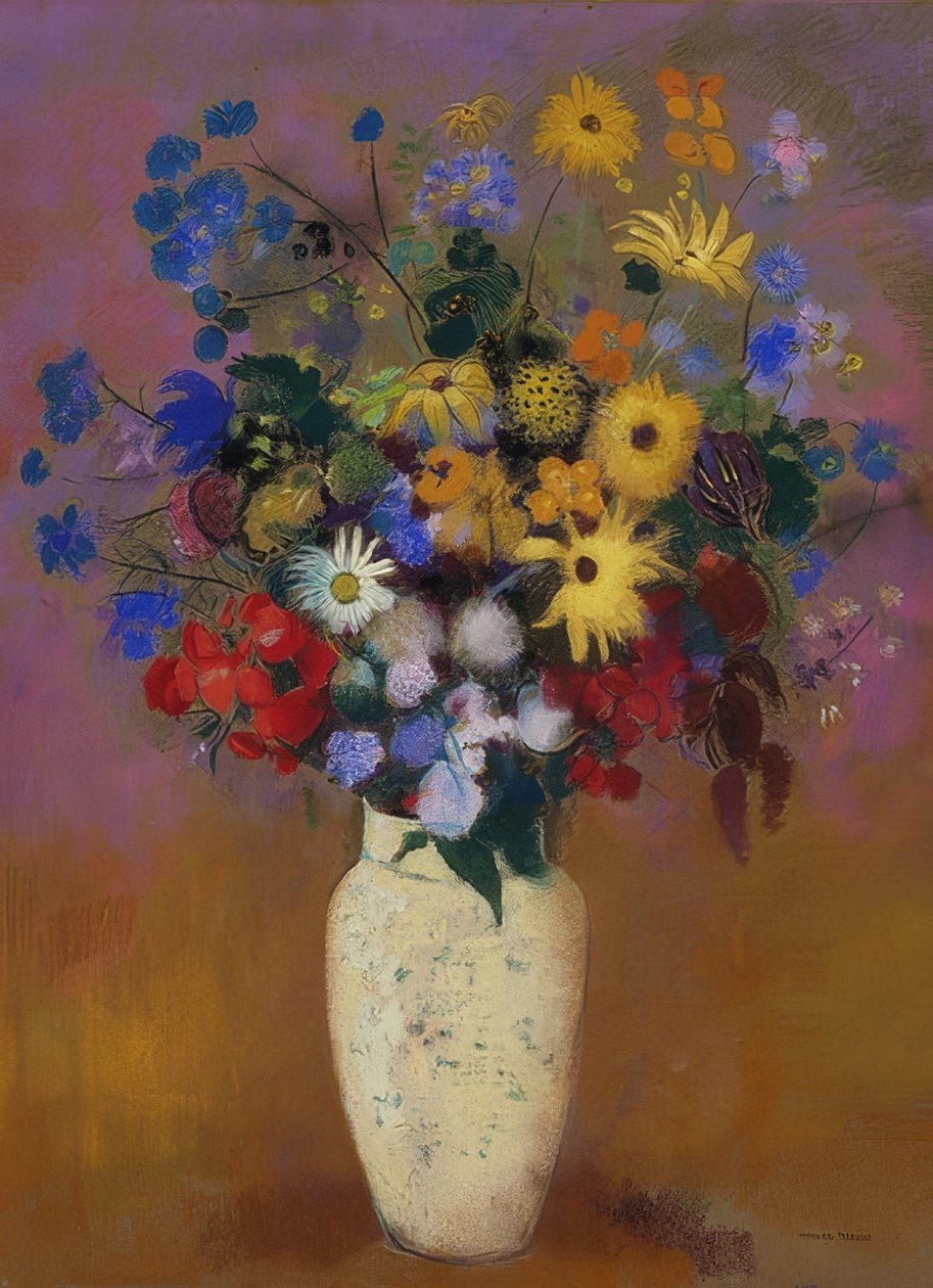Flores en un jarrón. Alrededor de 1912-14 de Odilon Redon