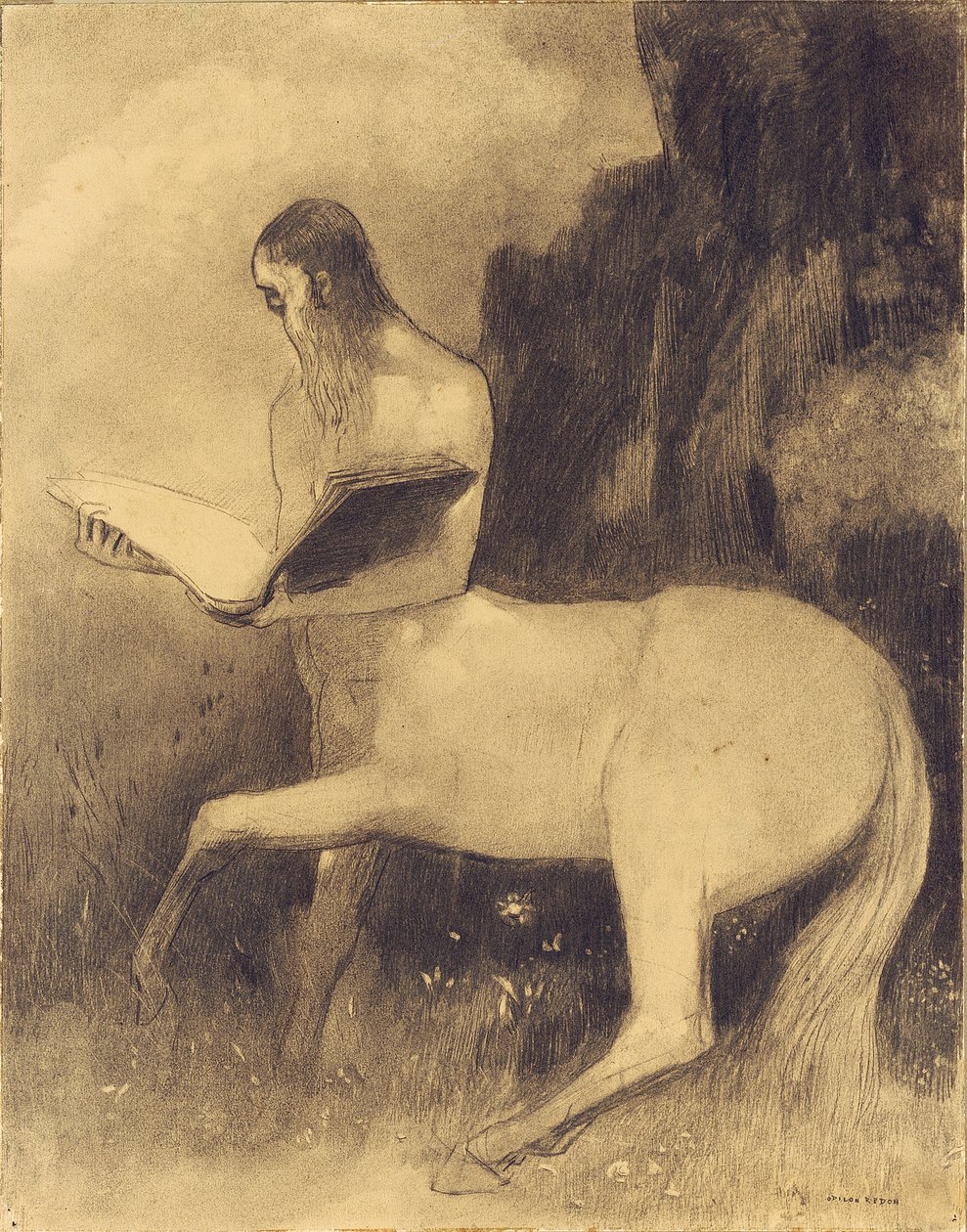 Centauro leyendo de Odilon Redon