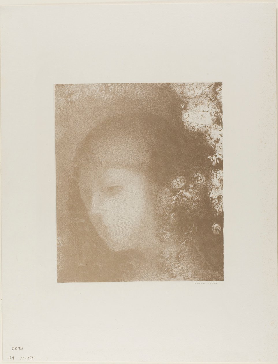 Cabeza de niño con flores de Odilon Redon