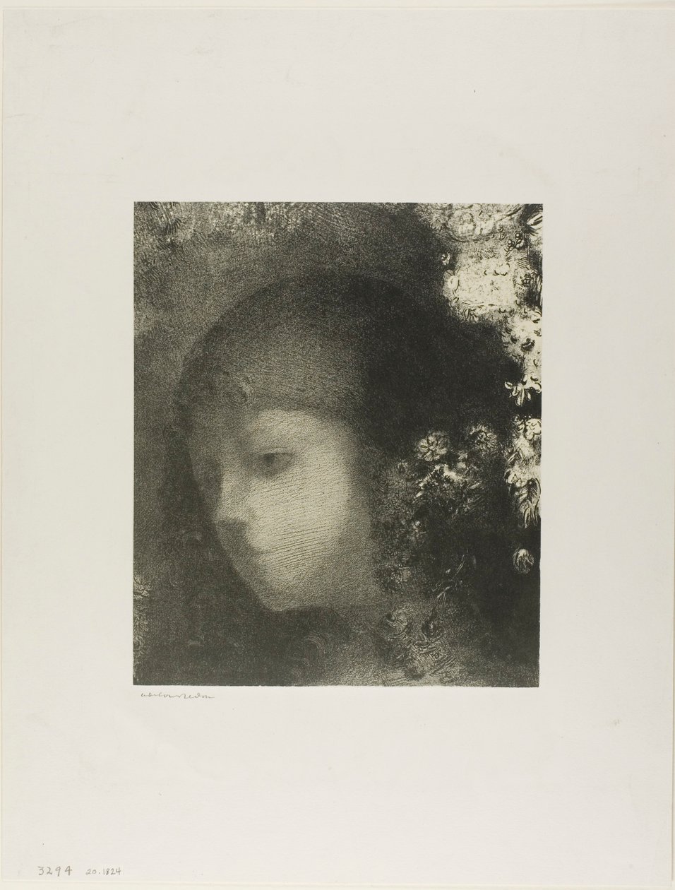 Cabeza de niño con flores de Odilon Redon