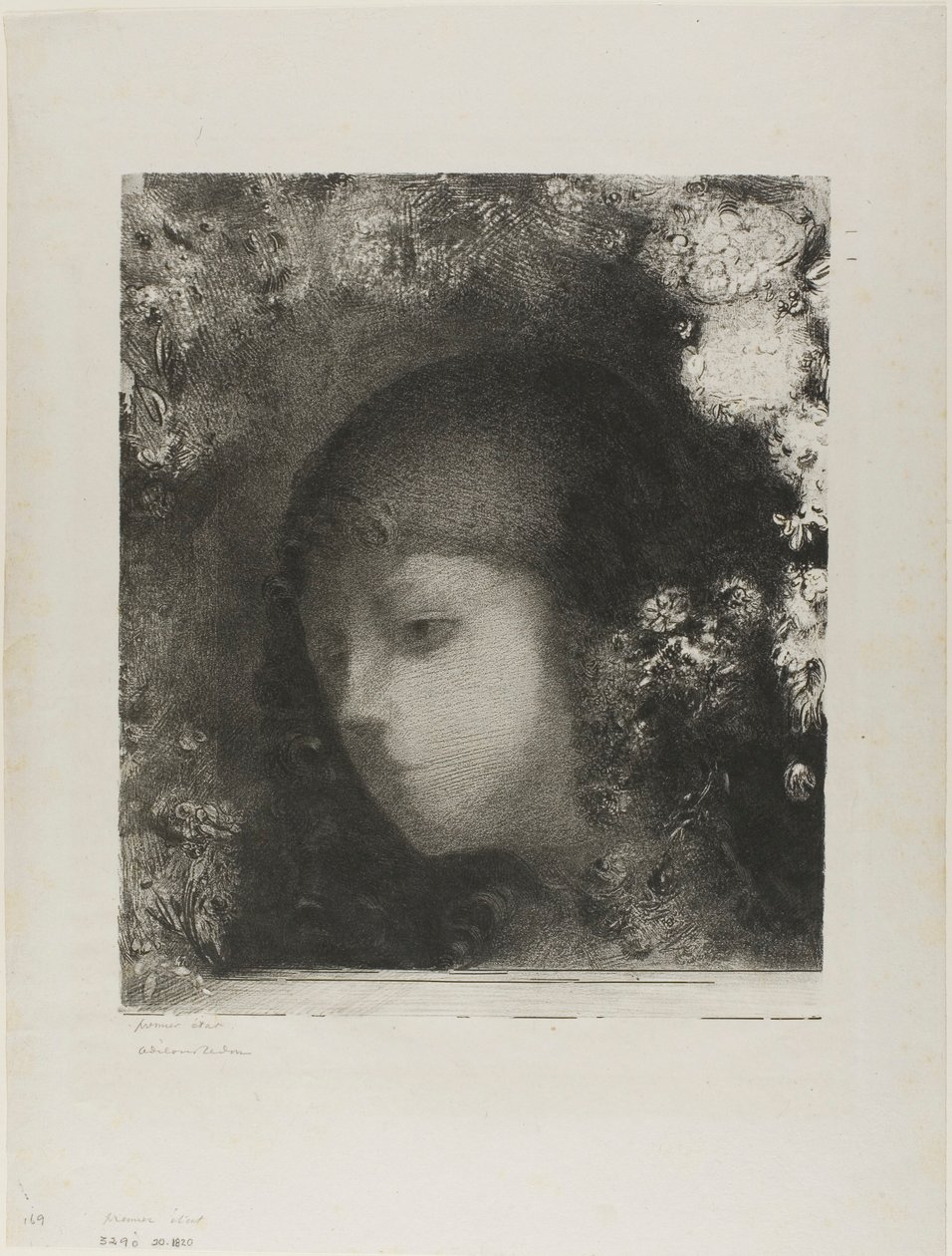 Cabeza de niño con flores de Odilon Redon