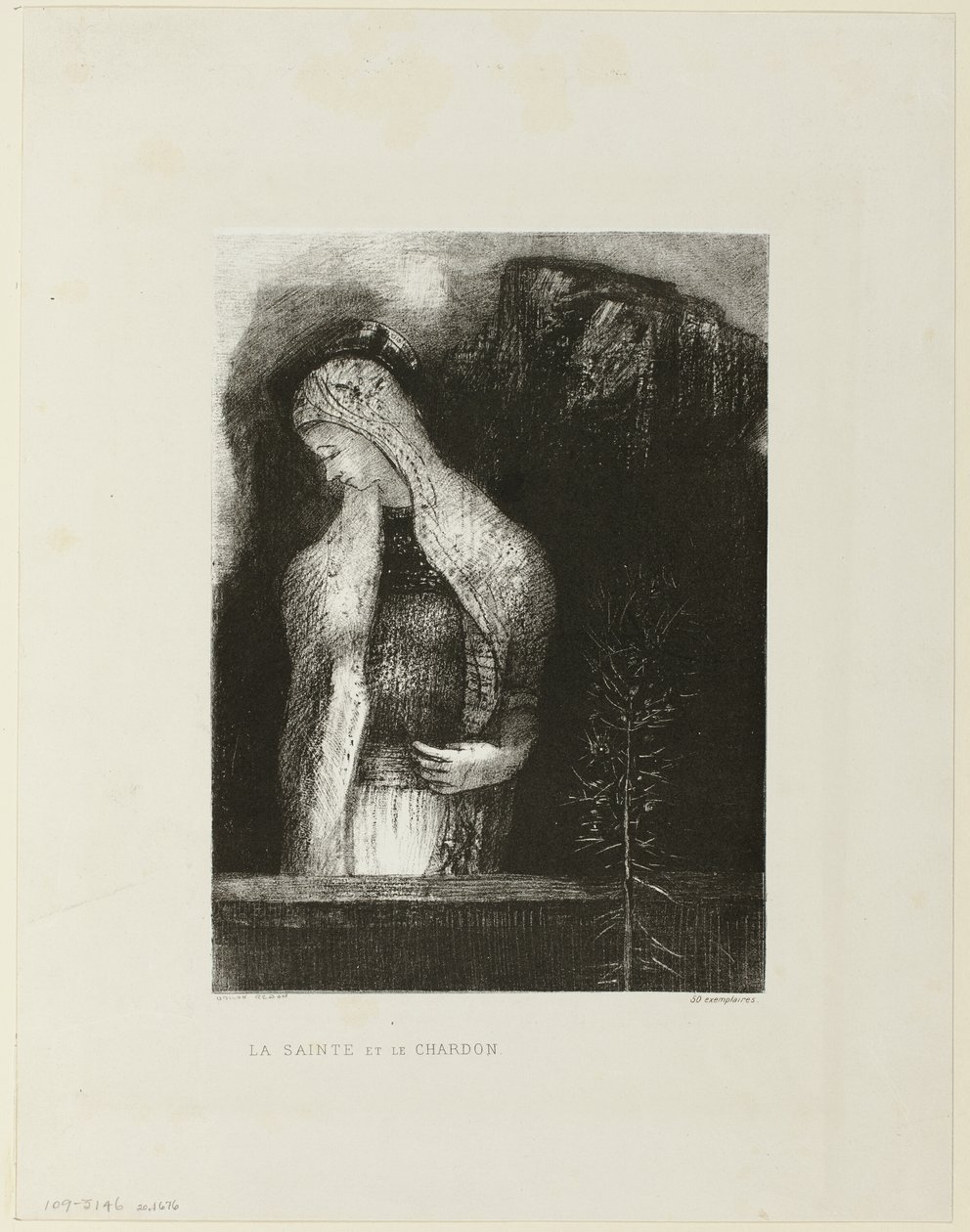Santa femenina y cardo de Odilon Redon
