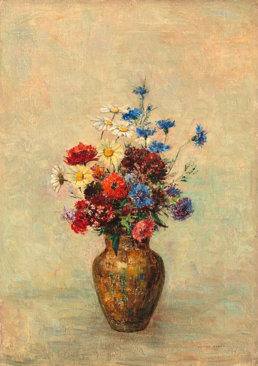 Flores en un jarrón de Odilon Redon