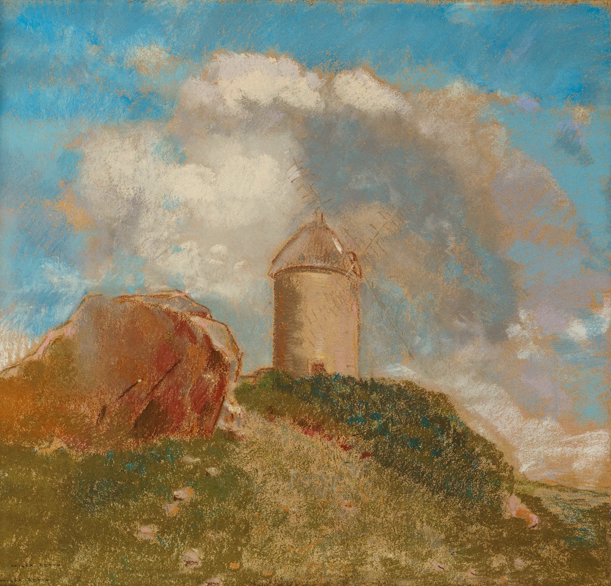 El molino de viento, c.1880 de Odilon Redon