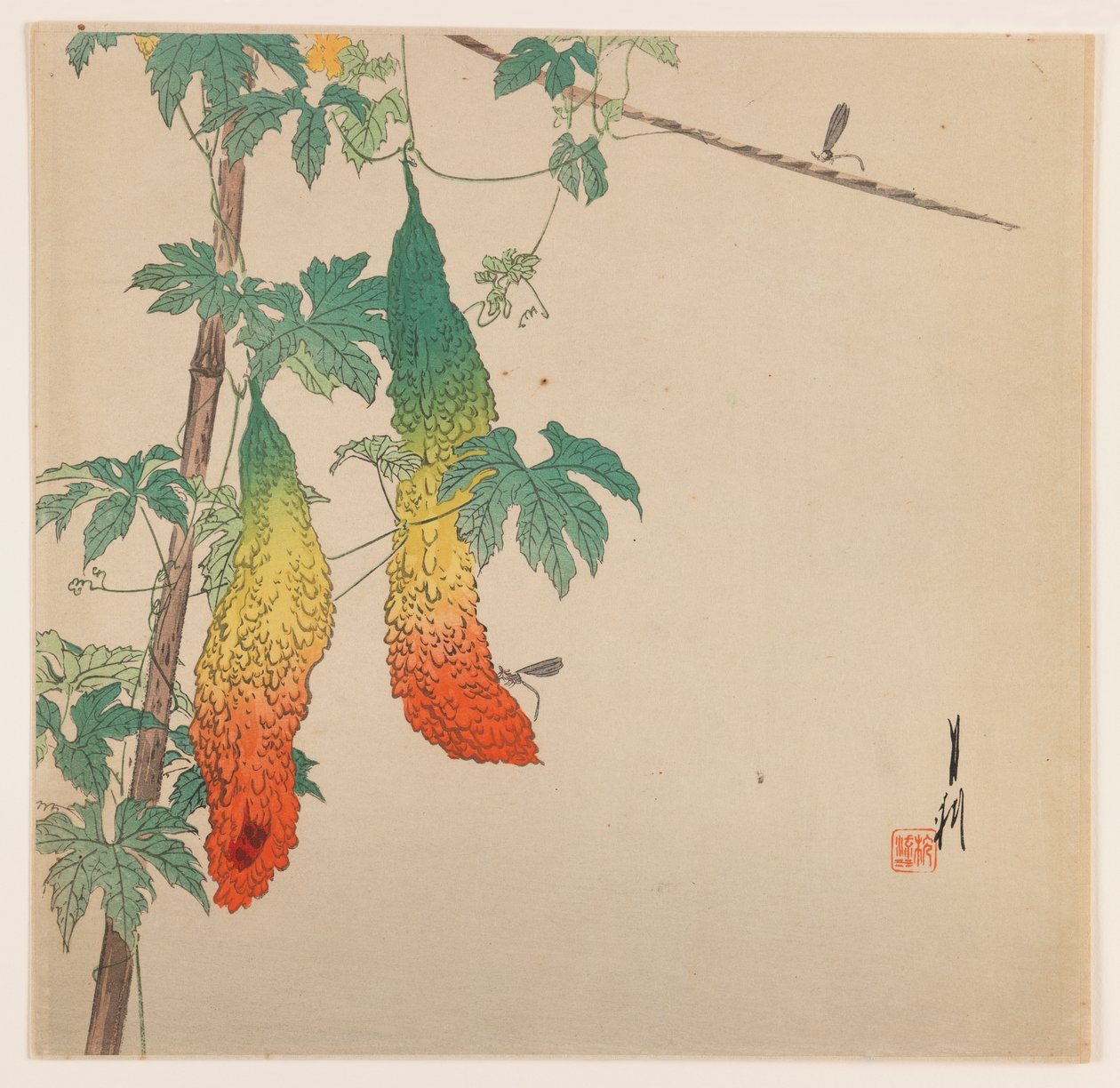 Calabazas y avispa, c.1890-1910 de Ogata Gekko
