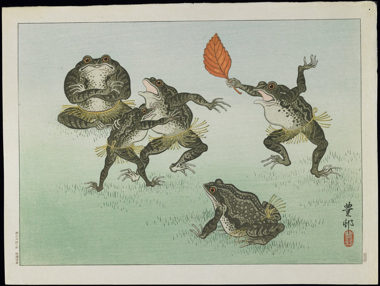 Ranas luchando, 1930s de Ohara Koson