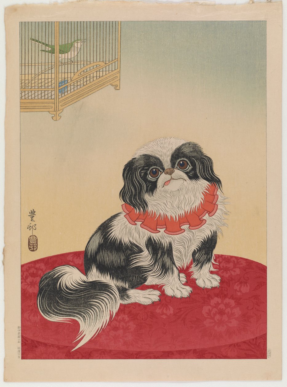 Perro pequinés, c.1930 de Ohara Koson