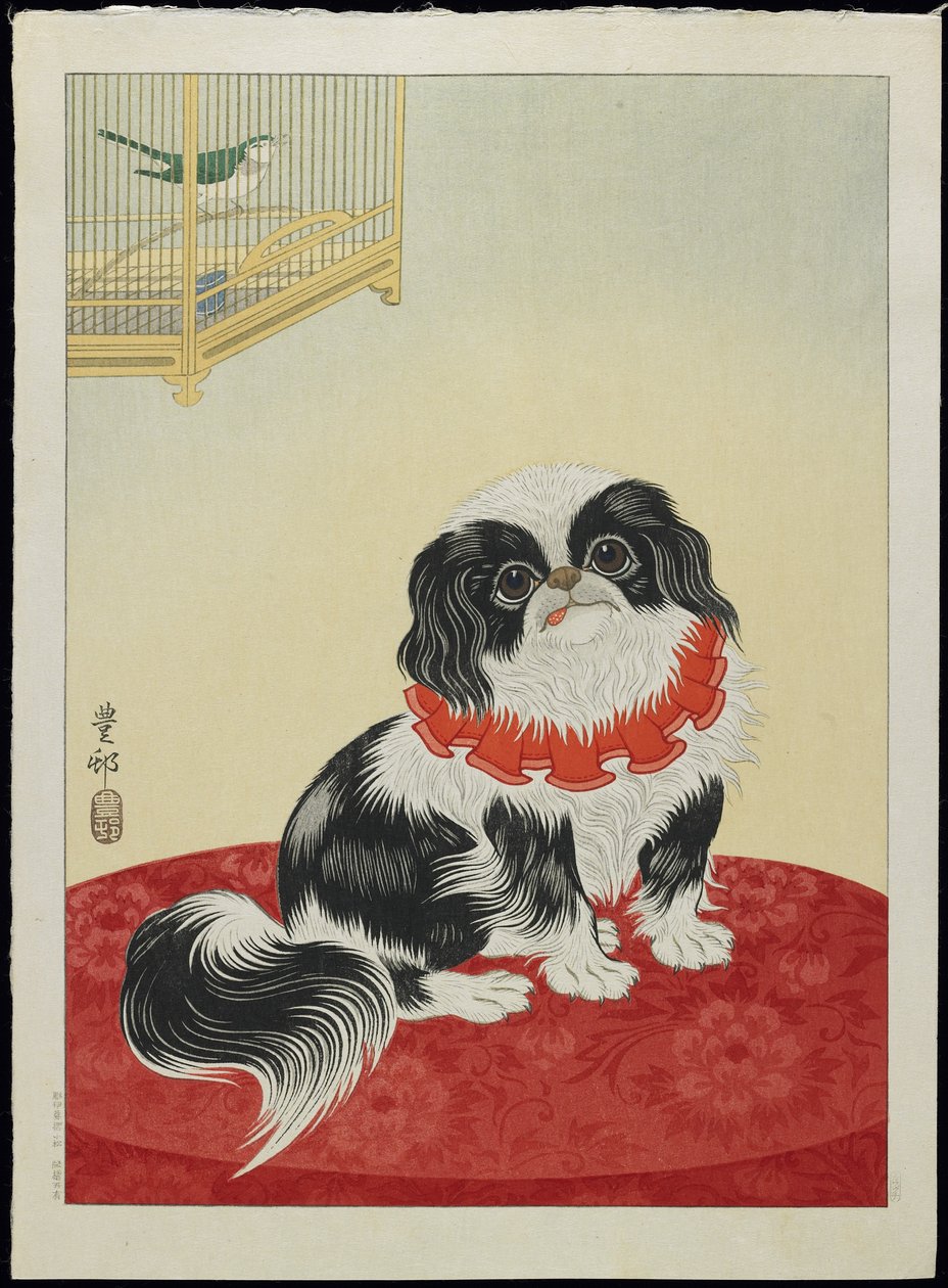 Perro pug, años 1930 de Ohara Koson