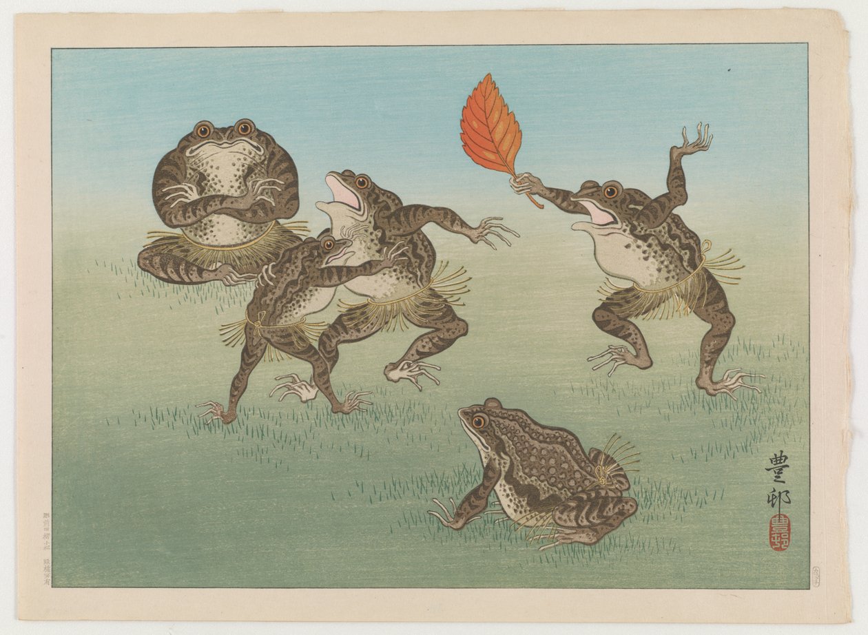 Sapos luchadores de sumo, c.1930 de Ohara Koson