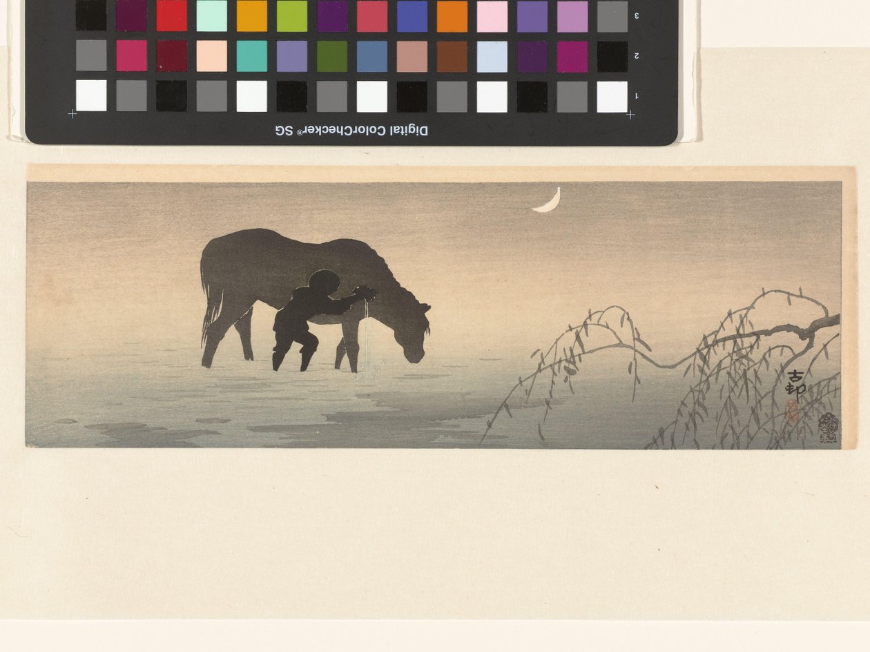 hombre y caballo de Ohara Koson