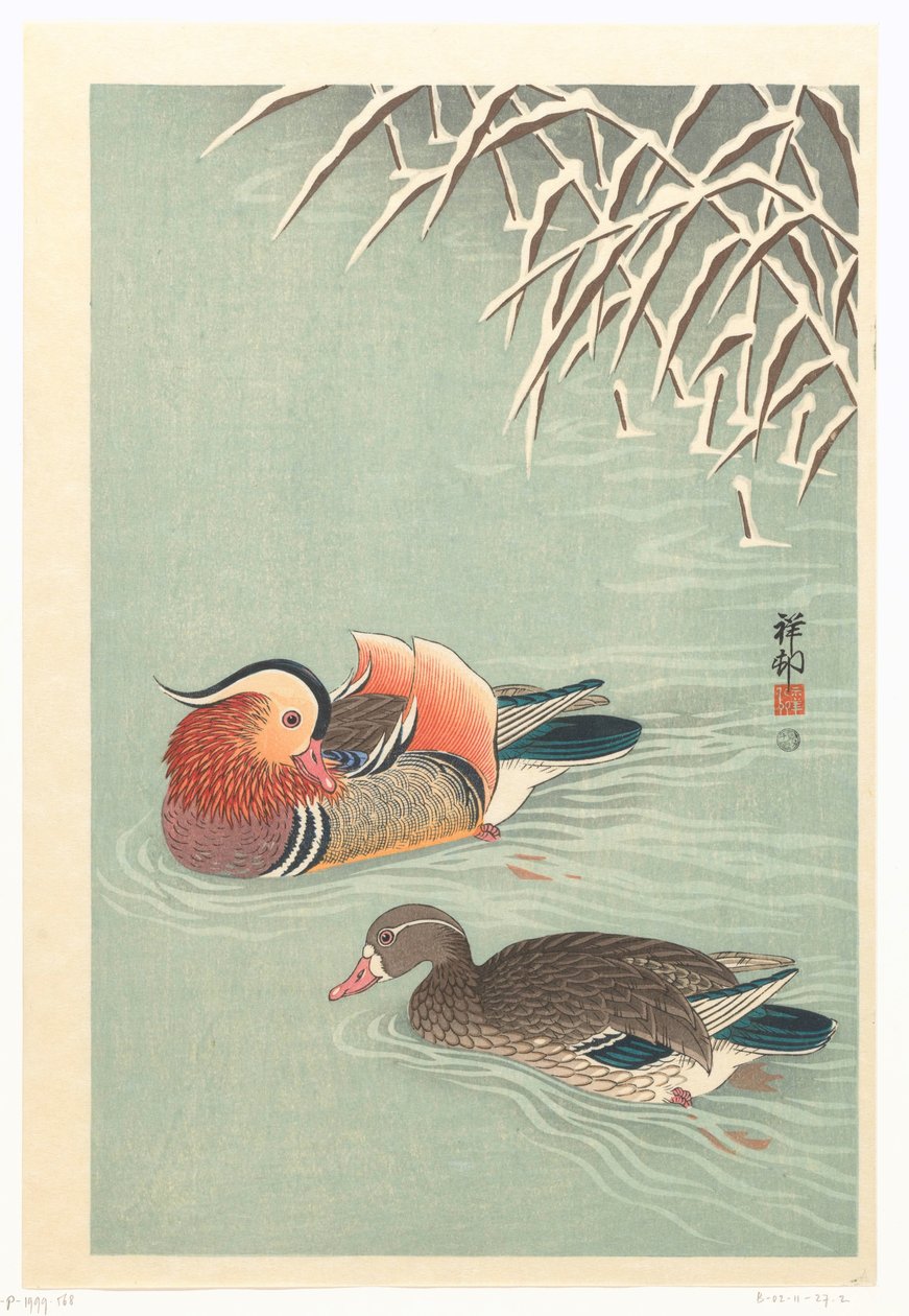 patos mandarines de Ohara Koson