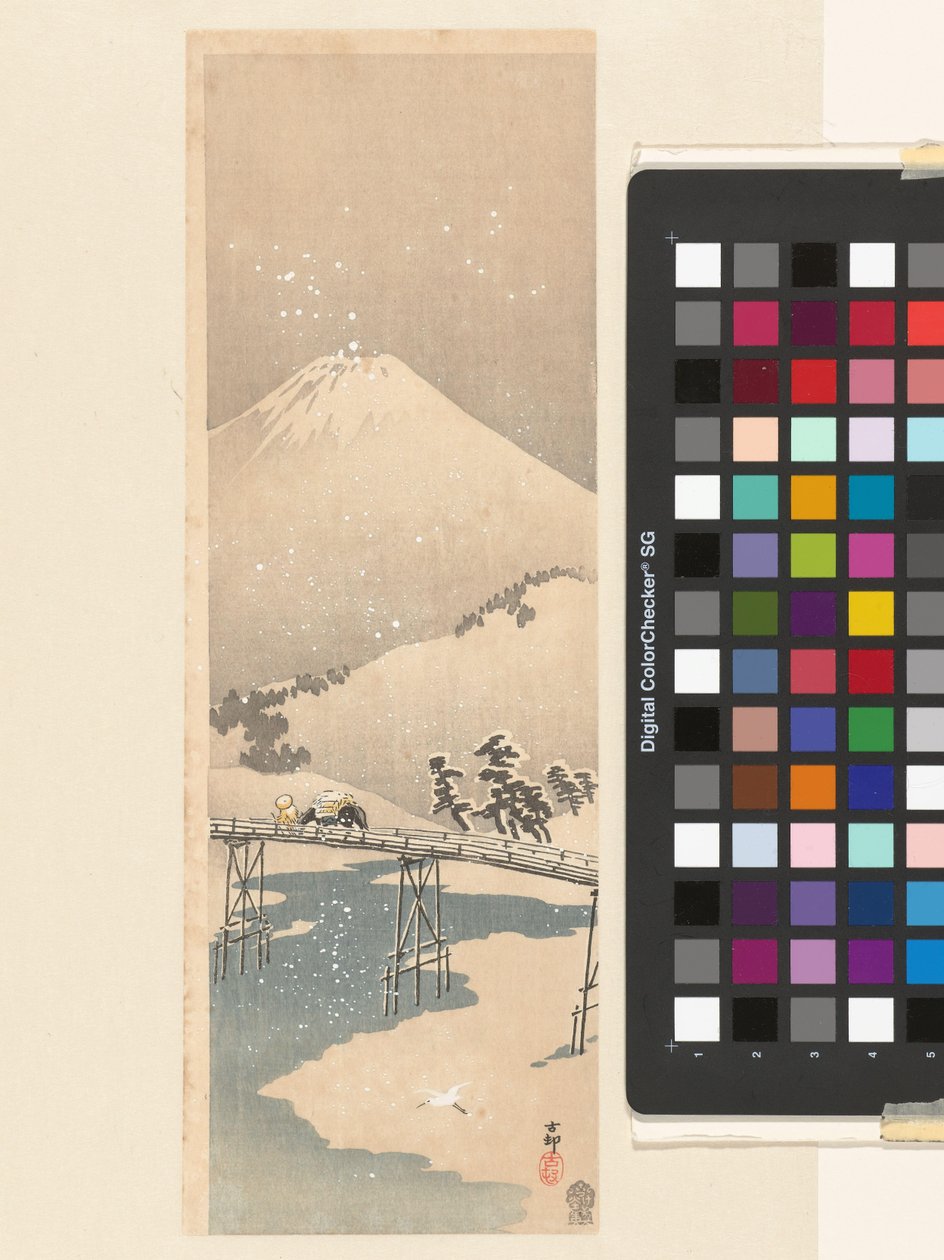 Paisaje nevado con el monte Fuji de Ohara Koson