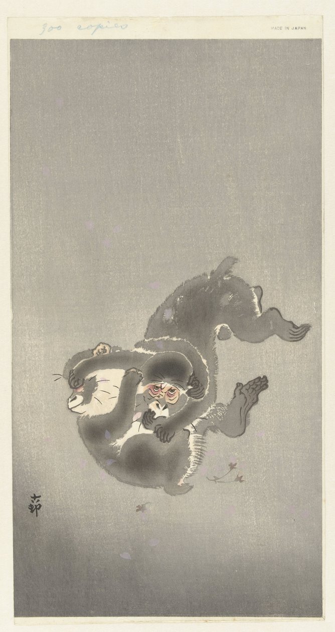 Dos monos jugando de Ohara Koson