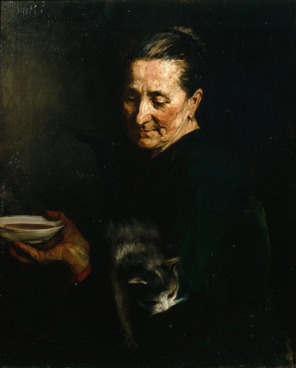 mujer con un gato de Olav Rusti