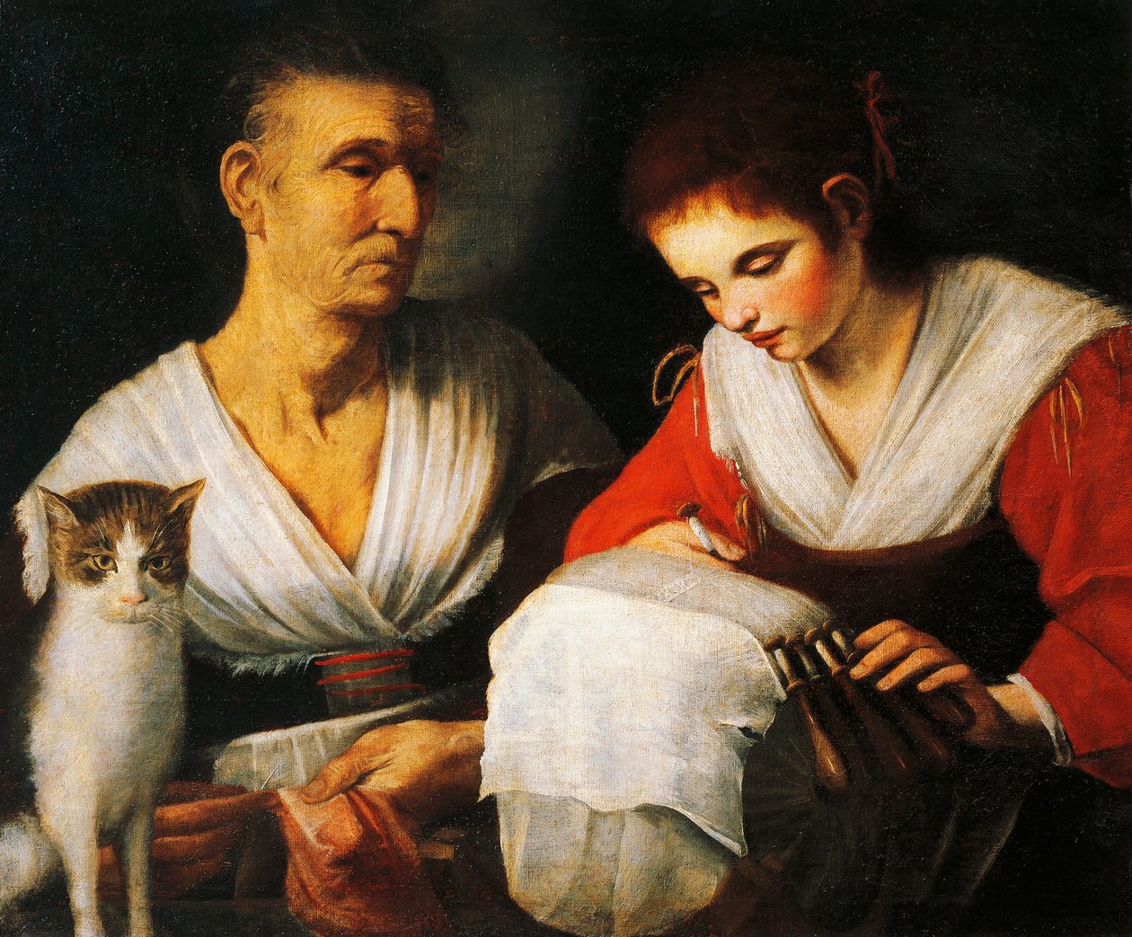 La encajera, de Onofrio Gabrielli (1619-1706), pintura. de Onofrio Gabrielli