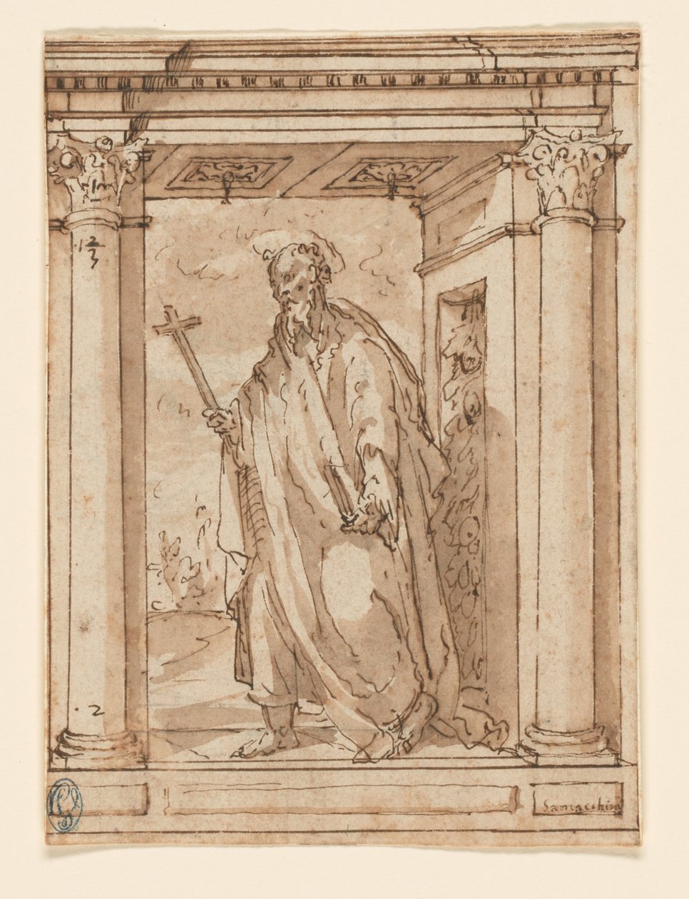 Santo de pie en pórtico de Orazio Samacchini