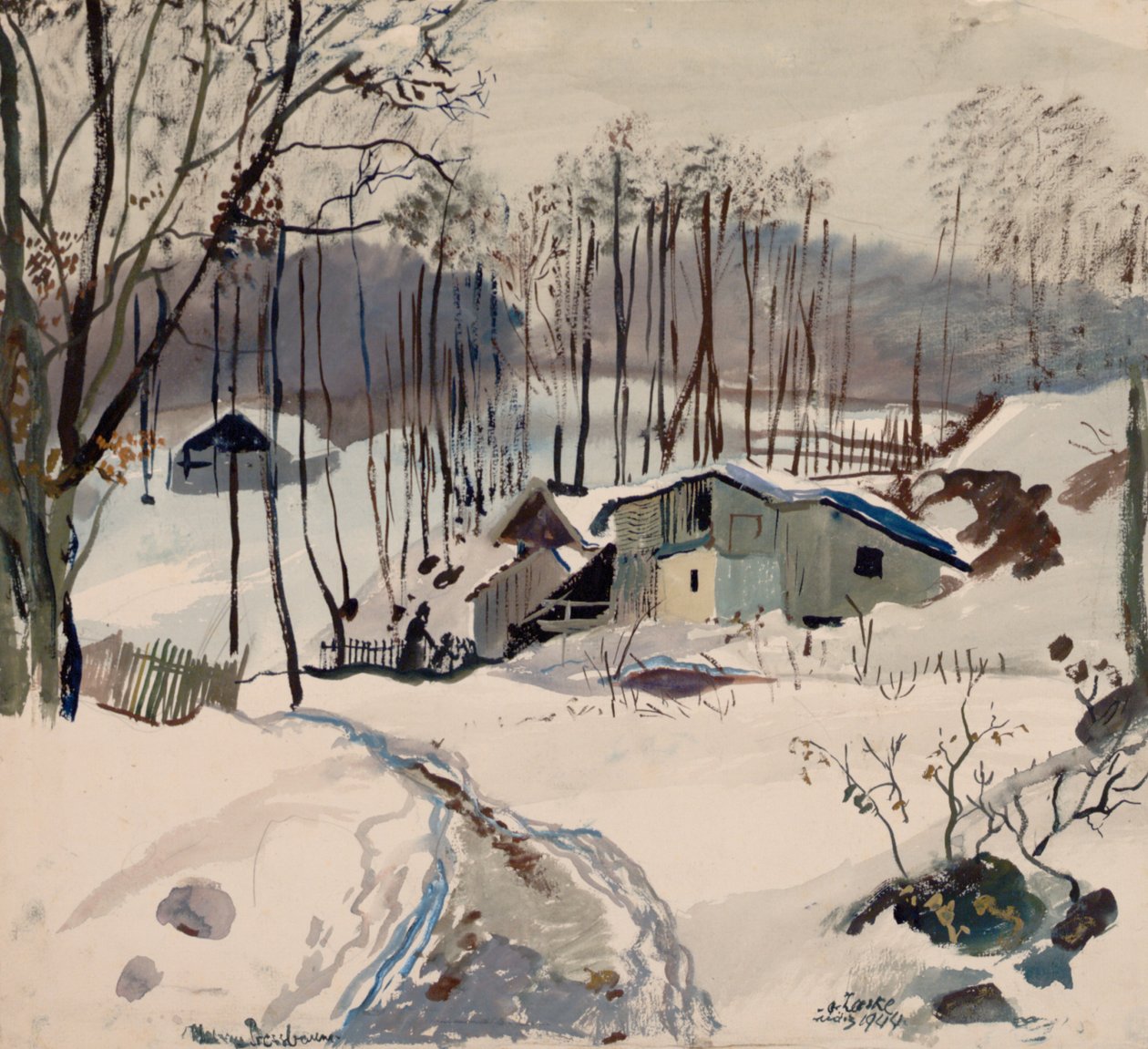 Paisaje invernal en Pressbaum de Oskar Laske