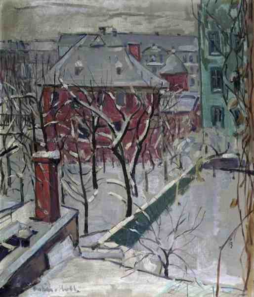 Paisaje de invierno (óleo sobre lienzo) de Oskar Moll