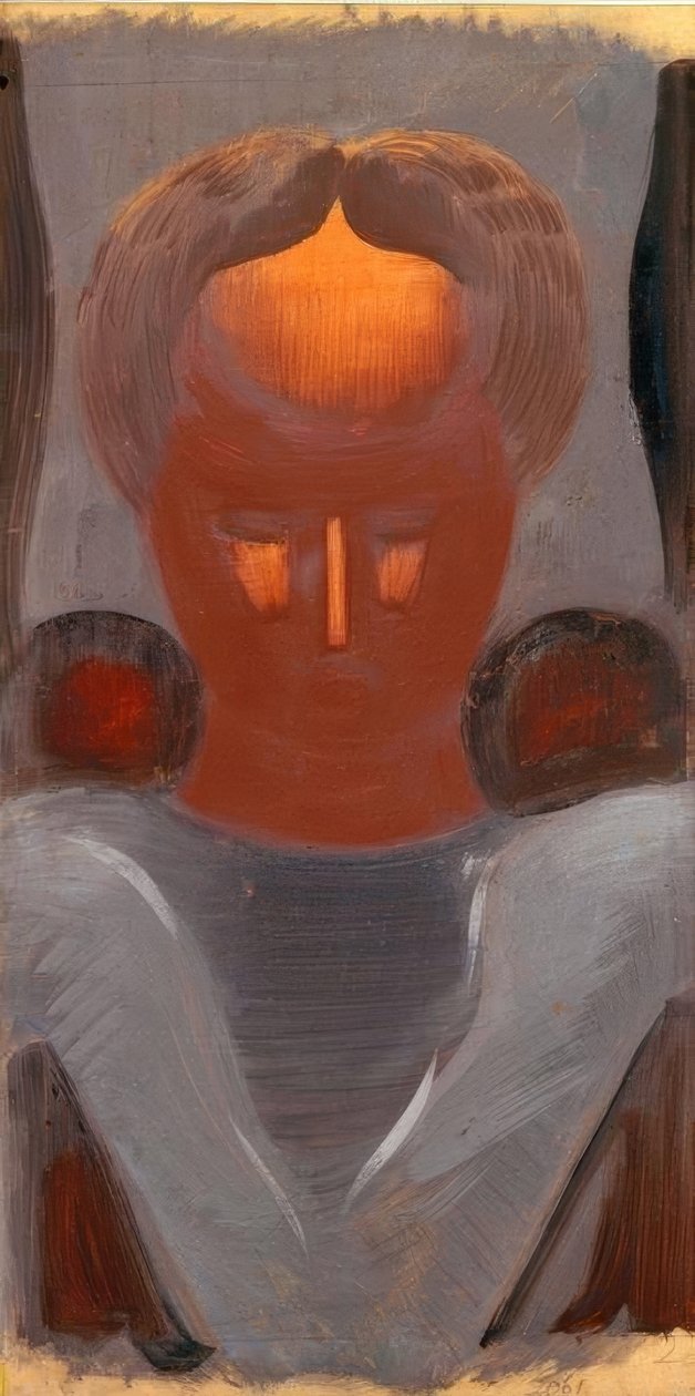 Cabeza con frente iluminada de Oskar Schlemmer