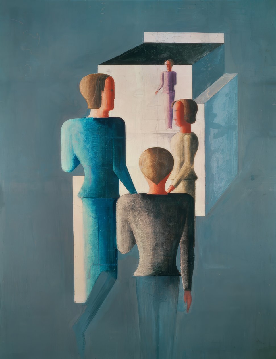 Cuatro figuras y un cubo de Oskar Schlemmer