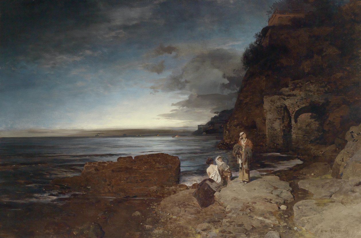 Atardecer en la costa de Oswald Achenbach
