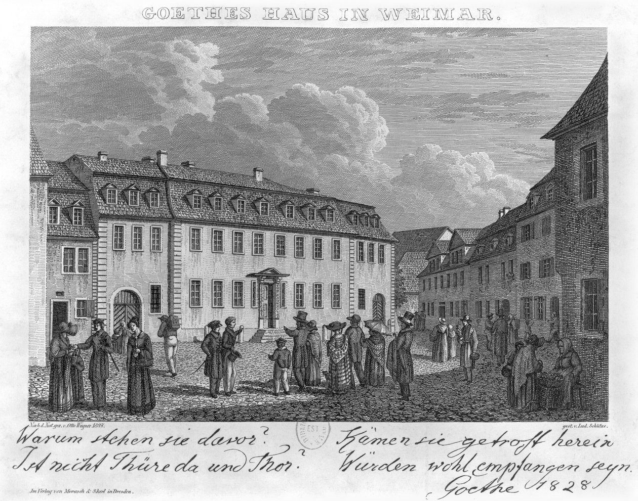La casa de Johan Wolfgang von Goethe (1749-1832) en Weimar, grabado por Ludwig Schutze (1807-72) 1827-28 de Otto Wagner