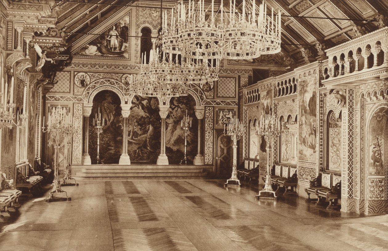 Castillo de Neuschwanstein del rey de Baviera, el salón de los cantores de Otto Ballerstedt