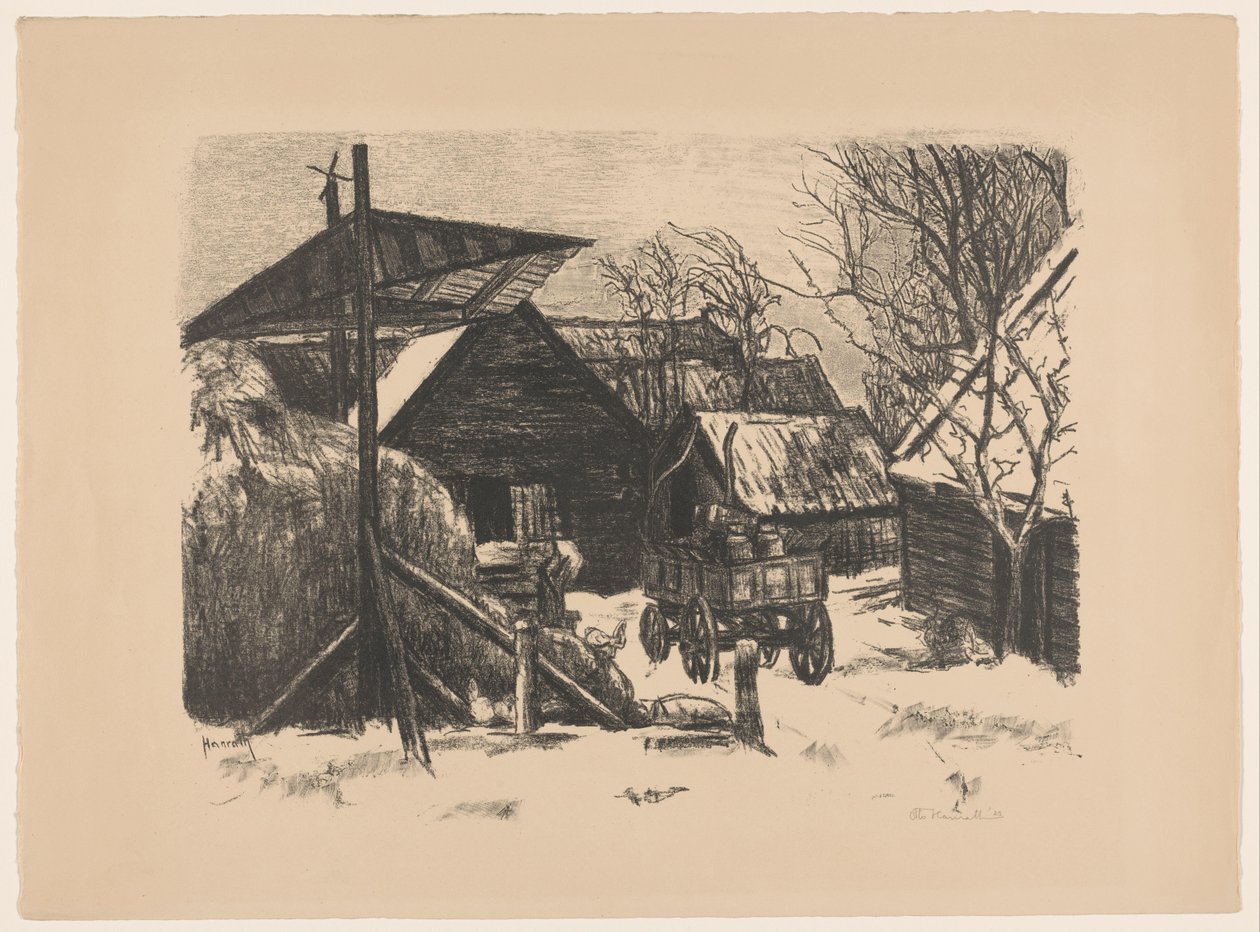Granja en la nieve de Otto Hanrath (signed by artist)