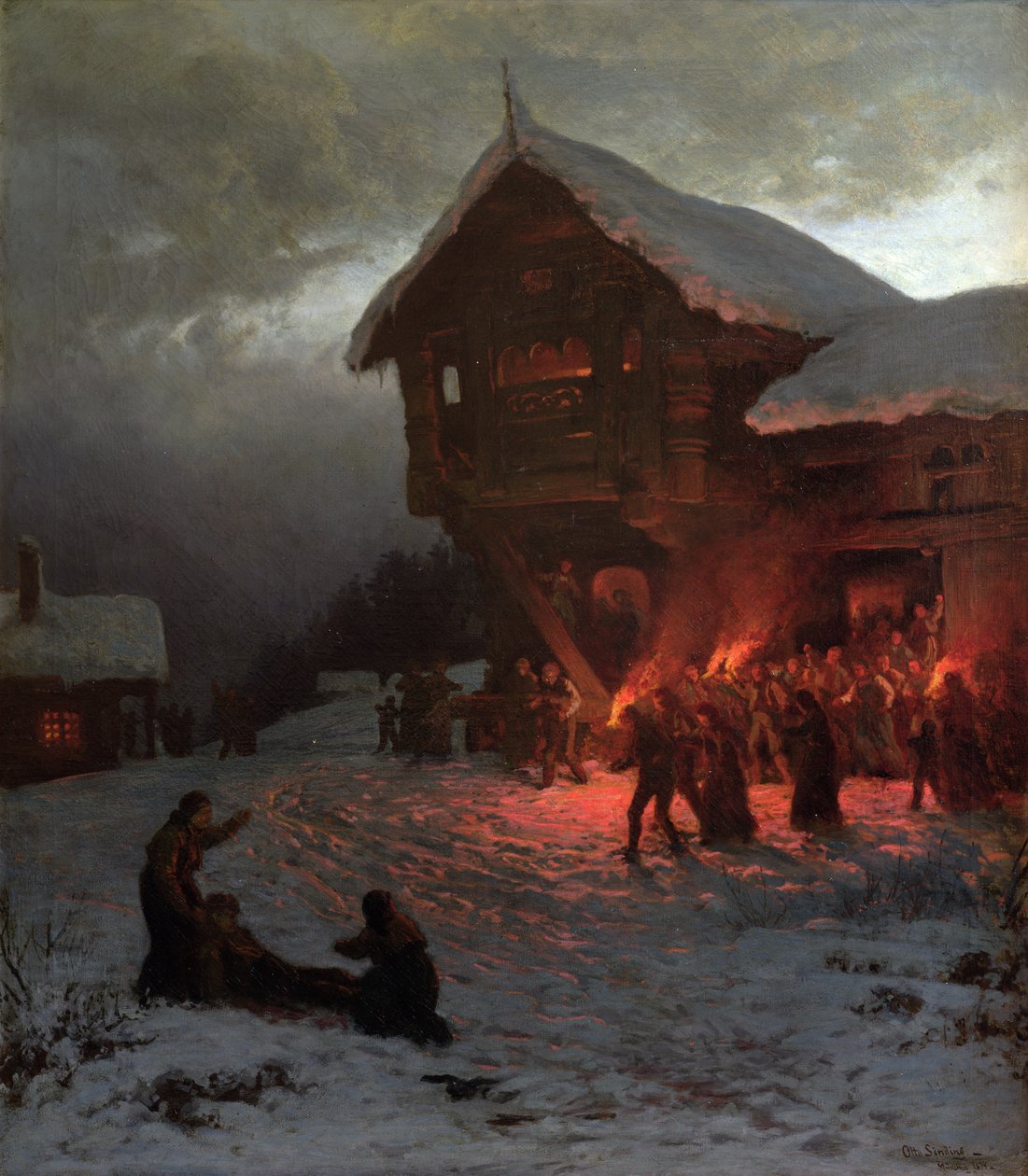 Lucha en una fiesta de Navidad de Otto Ludvig Sinding